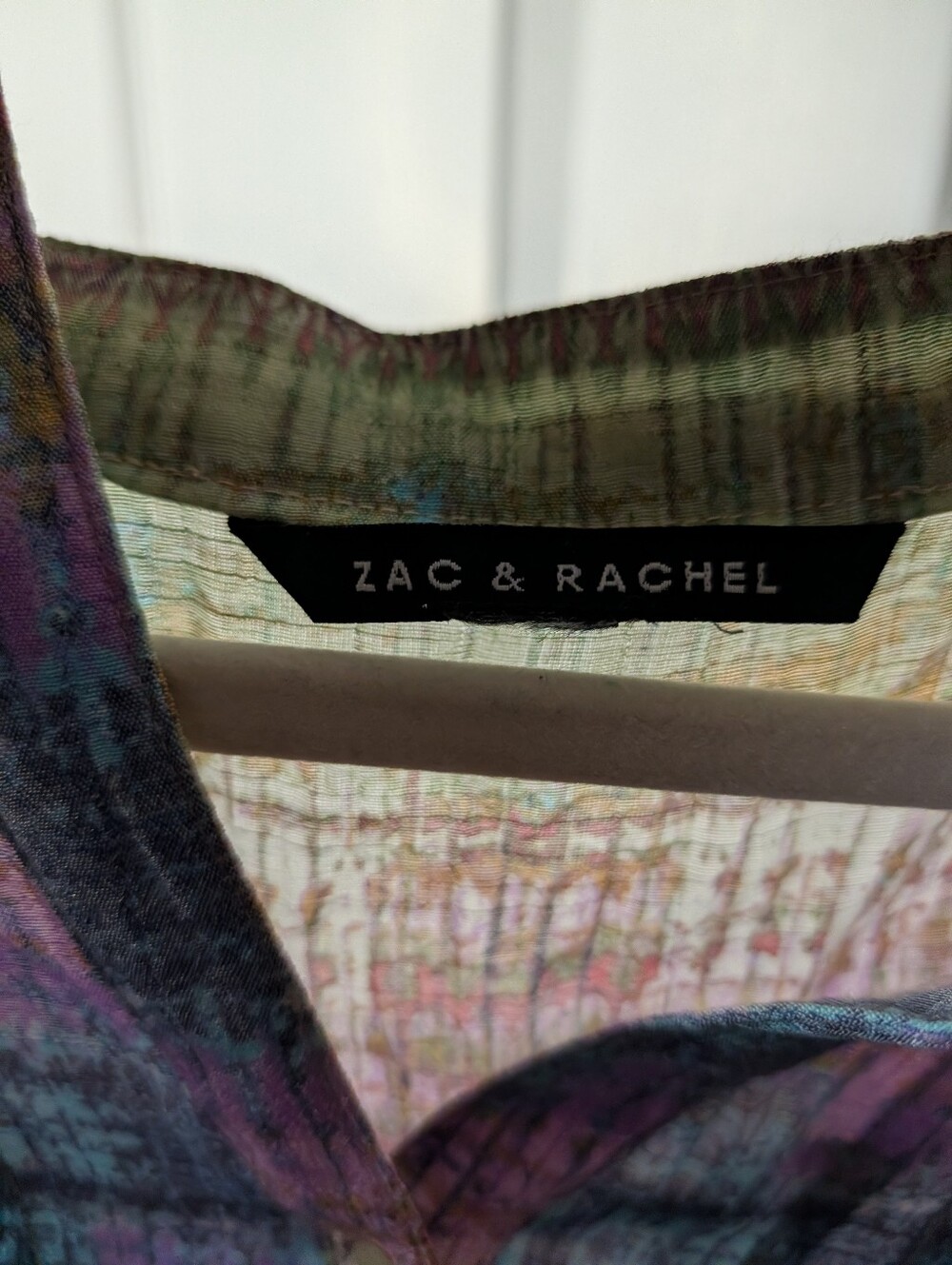 Zac & Rachel Multicolor Boho Abstract Print Henley Blouse Long Sleeve Tunic Top - Picture 3 of 4